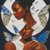 Abstract Black Women And Butterflies Diamond Painting Art