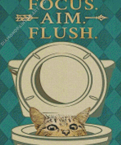 Aesthetic Cat On A Toilet Diamond Painting Art