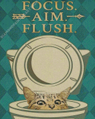 Aesthetic Cat On A Toilet Diamond Painting Art