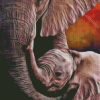 Aesthetic Mother Elephant Love Diamond Painting Art