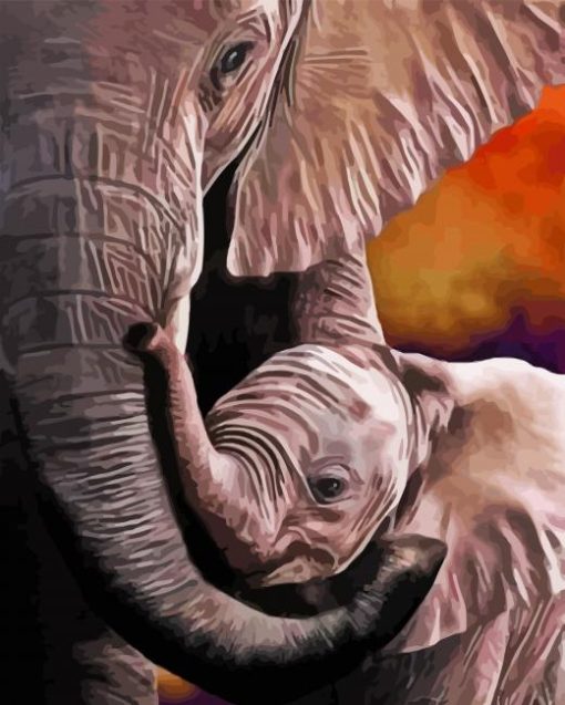 Aesthetic Mother Elephant Love Diamond Painting Art