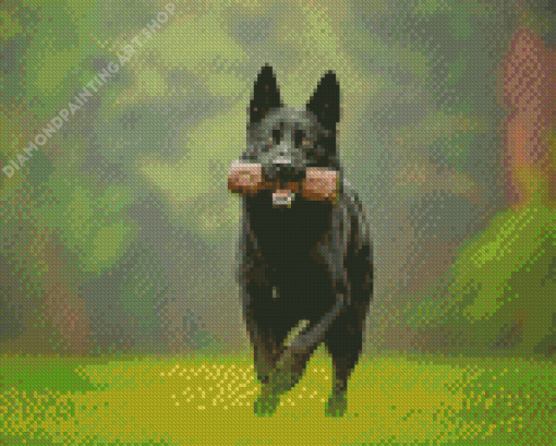Black German Shepherd Dog Diamond Painting Art