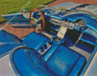 Blue Corvette Interior Diamond Painting Art