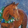 Brown Horse Snow Diamond Painting Art