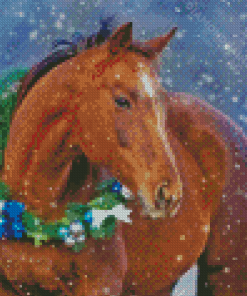 Brown Horse Snow Diamond Painting Art