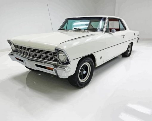 Classic White Chevrolet Nova Car Diamond Painting Art