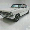 Classic White Chevrolet Nova Car Diamond Painting Art