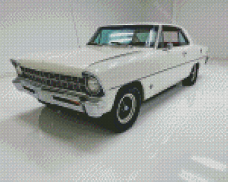 Classic White Chevrolet Nova Car Diamond Painting Art