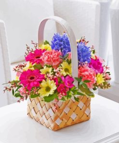 Colorful Spring Flowers Basket Diamond Painting Art