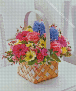 Colorful Spring Flowers Basket Diamond Painting Art