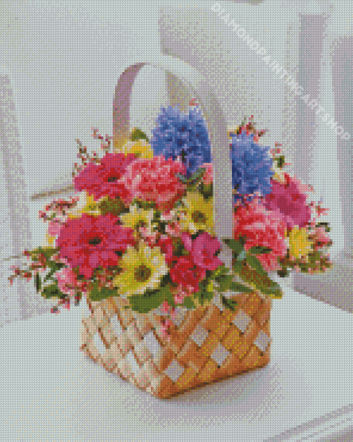 Colorful Spring Flowers Basket Diamond Painting Art