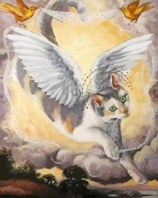 Cute Winged Cat Diamond Painting Art