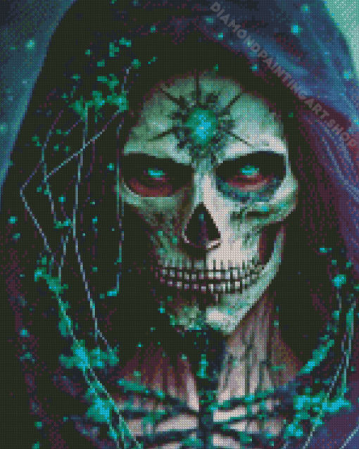 Green Eyed Skull Diamond Painting Art