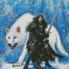 Jon Snow And Ghost Wolf Diamond Painting Art