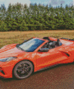 Orange C8 Convertible Corvette Diamond Painting Art