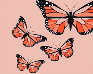 Peach Butterflies Art Diamond Painting Art