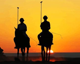 Polo Players And Horses Silhouette Diamond Painting Art