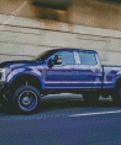 Purple Truck On Road Diamond Painting Art