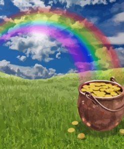 Rainbow And Gold Pot Diamond Painting Art