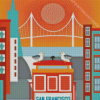 San Francisco Tramway City Poster Diamond Painting Art