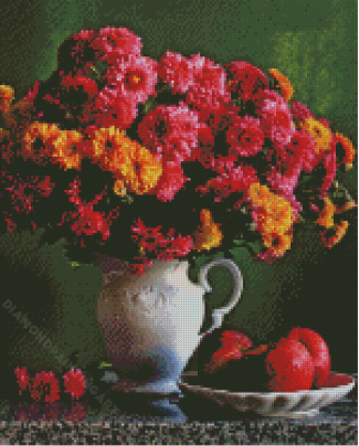 Still Life Chrysanthemum In Vase Diamond Painting Art