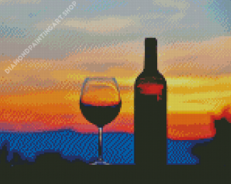 Sunset Wine Glass Diamond Painting Art