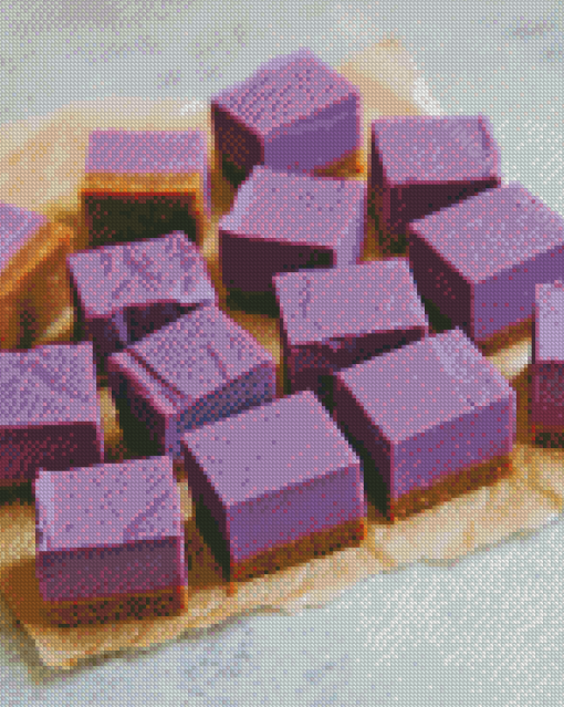 Sweet Potato Pie Bars Purple Dessert Diamond Painting Art