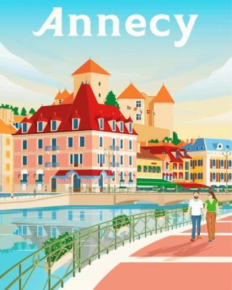 Annecy France City Poster Diamond Painting Art