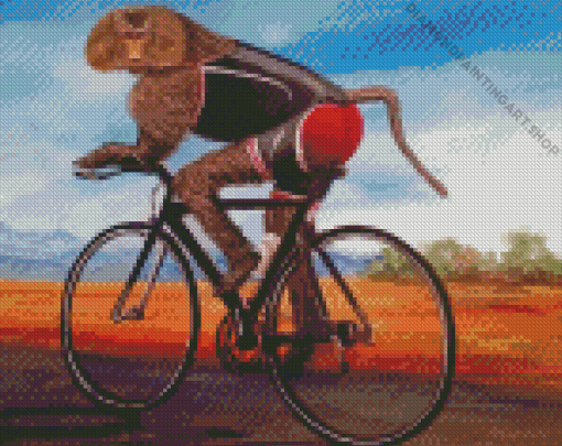 Baboon On Bicycle Diamond Painting Art