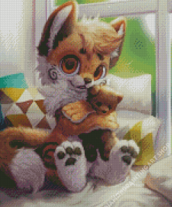 Fox And Bear Diamond Painting Art