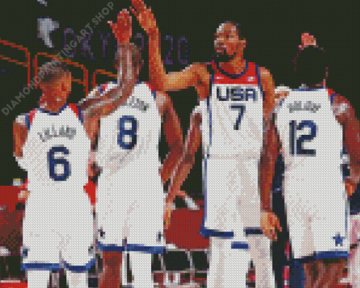 Basketballers Team USA Diamond Painting Art