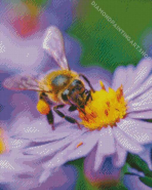 Bee On Flower Diamond Painting Art