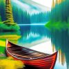 Canoe On Lake Diamond Painting Art