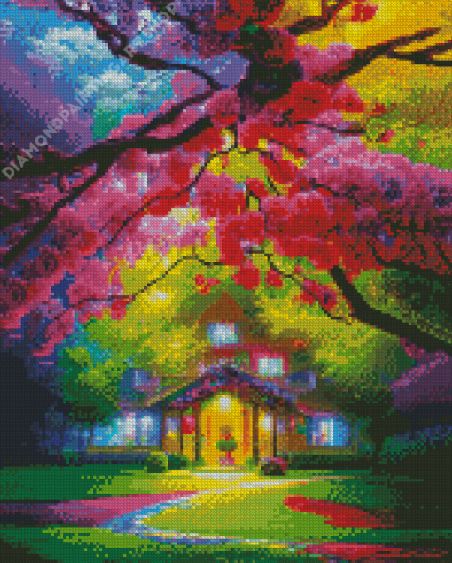 Colorful Magical House Garden Diamond Painting Art