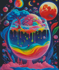 Colorful Psychedelic Glass Diamond Painting Art
