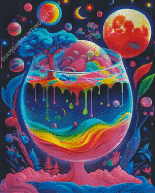 Colorful Psychedelic Glass Diamond Painting Art