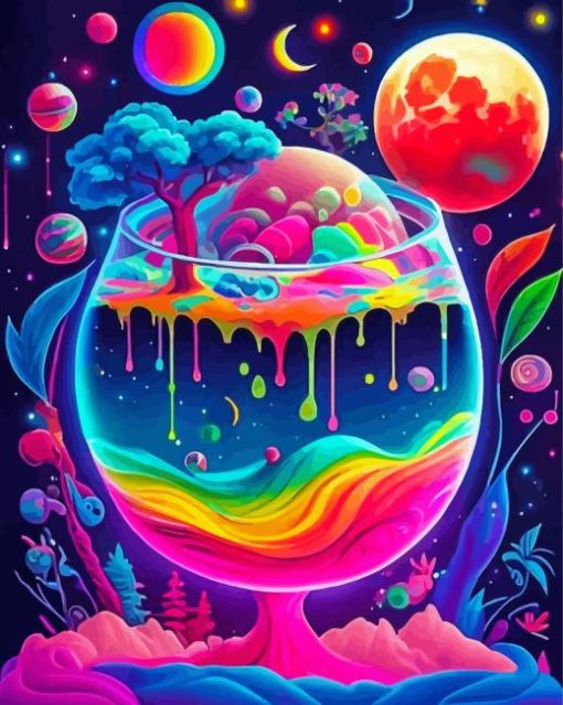 Colorful Psychedelic Glass Diamond Painting Art