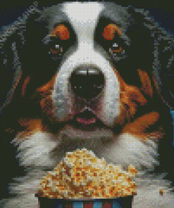 Dog With Pop Corn Diamond Painting Art
