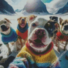 Dogs Friends Taking Selfie Diamond Painting Art