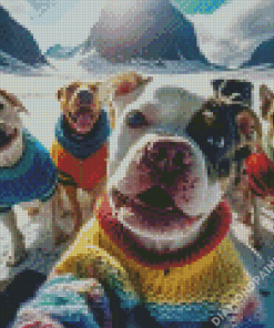 Dogs Friends Taking Selfie Diamond Painting Art