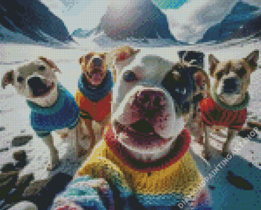 Dogs Friends Taking Selfie Diamond Painting Art