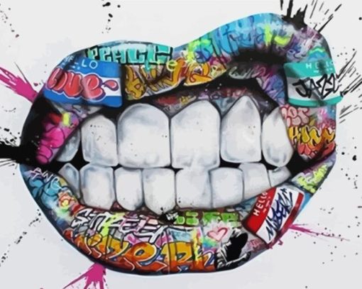 Graffiti Lips Diamond Painting Art