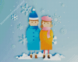 Couple In Snow Diamond Painting Art