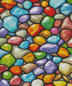 Illustration Colorful Stones Diamond Painting Art