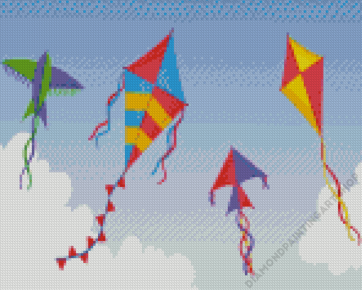 Kites Illustration Diamond Painting Art