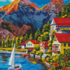 Lake In The Mountains Diamond Painting Art