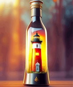 Lighthouse In A Bottle Diamond Painting Art