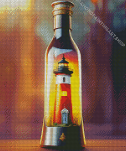 Lighthouse In A Bottle Diamond Painting Art