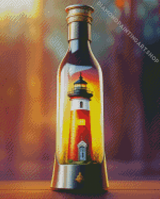 Lighthouse In A Bottle Diamond Painting Art