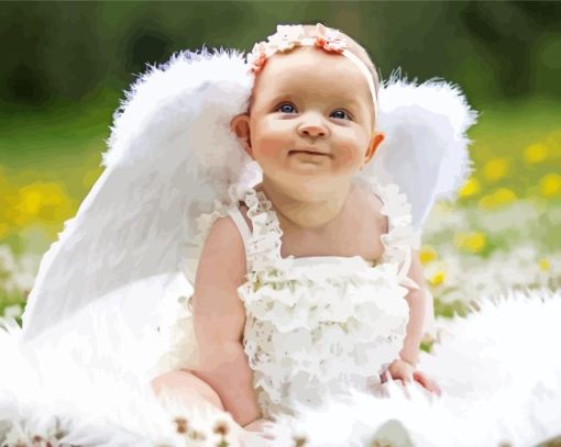 Baby With Angel Wings Diamond Painting Art